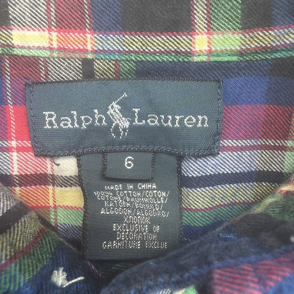 Ralph Lauren Boys Size 6 Plaid Button Down Shirt Pony Preppy Holiday Tartan